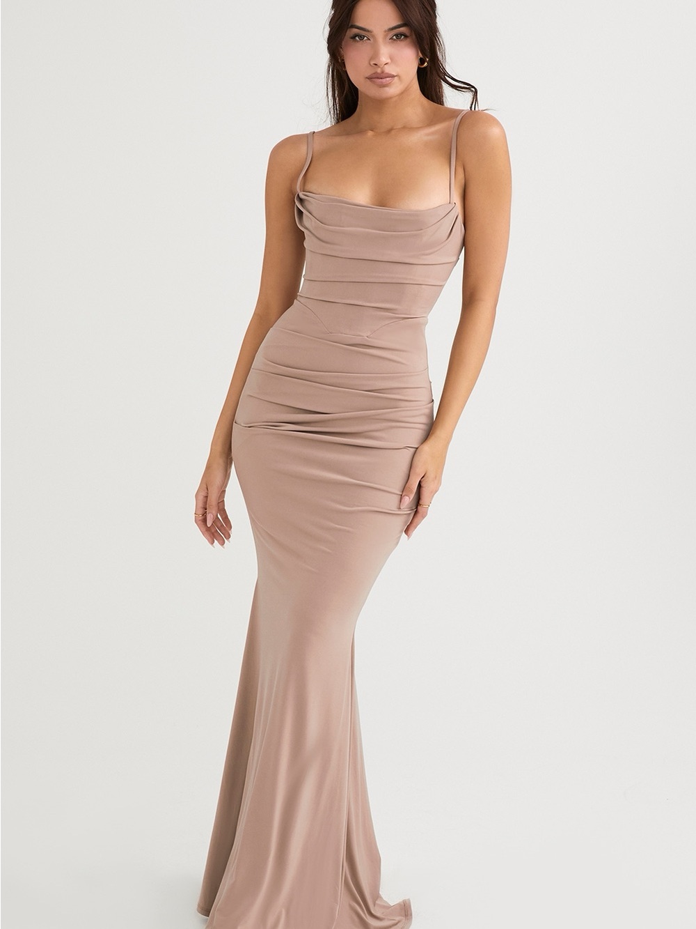 House of CB Milena Almond Jersey Corset Maxi Dress Size Large